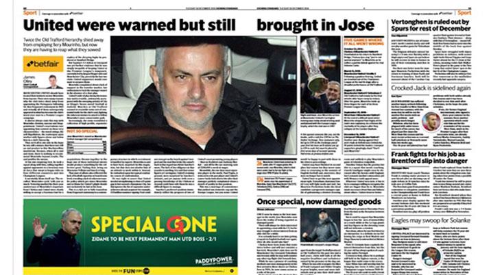 Paddy Power runs tactical Mourinho ad in Evening Standard