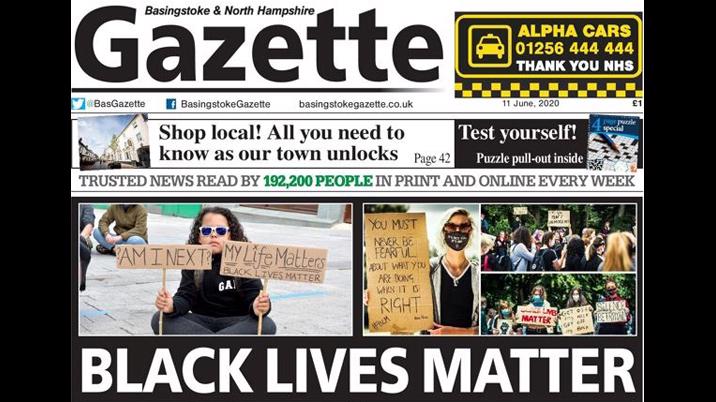 Basingstoke Gazette turns masthead black in solidarity with BLM