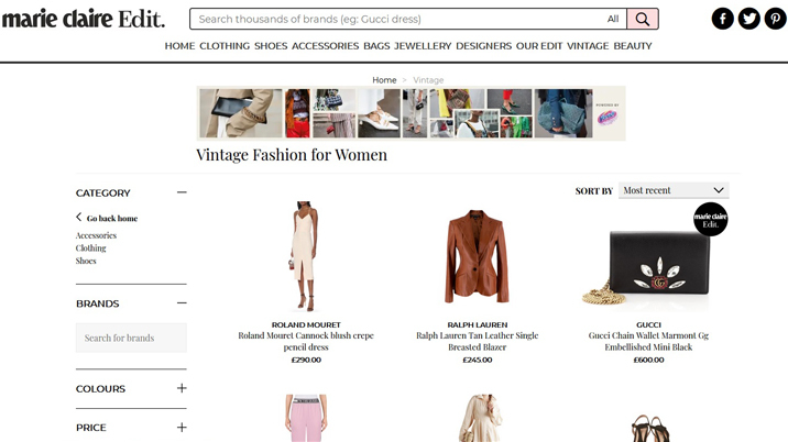 Marie Claire introduces sustainable channel: The Marie Claire Vintage Edit