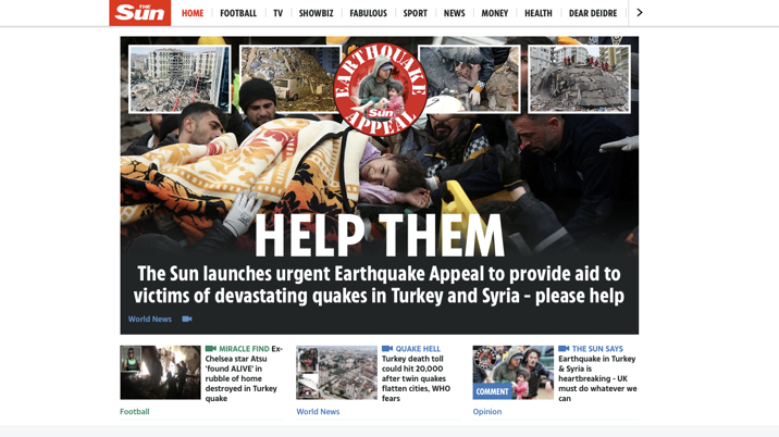 The Sun launches earthquake appeal