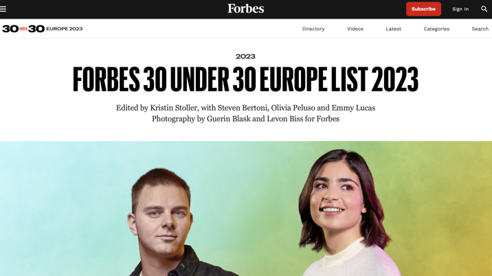 Forbes unveils 30 Under 30 Europe 2023