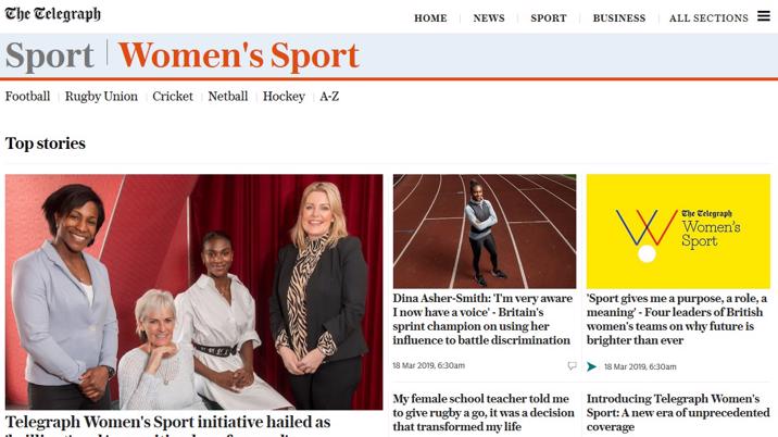 The Telegraph announces Telegraph Women’s Sport