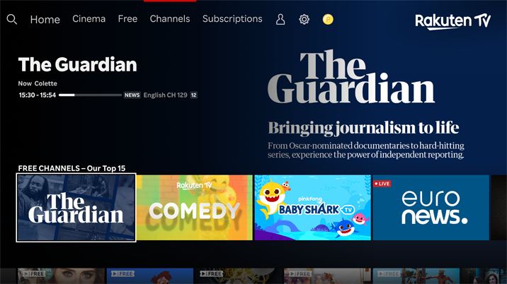 Guardian-branded FAST channel launches on VOD platform Rakuten TV